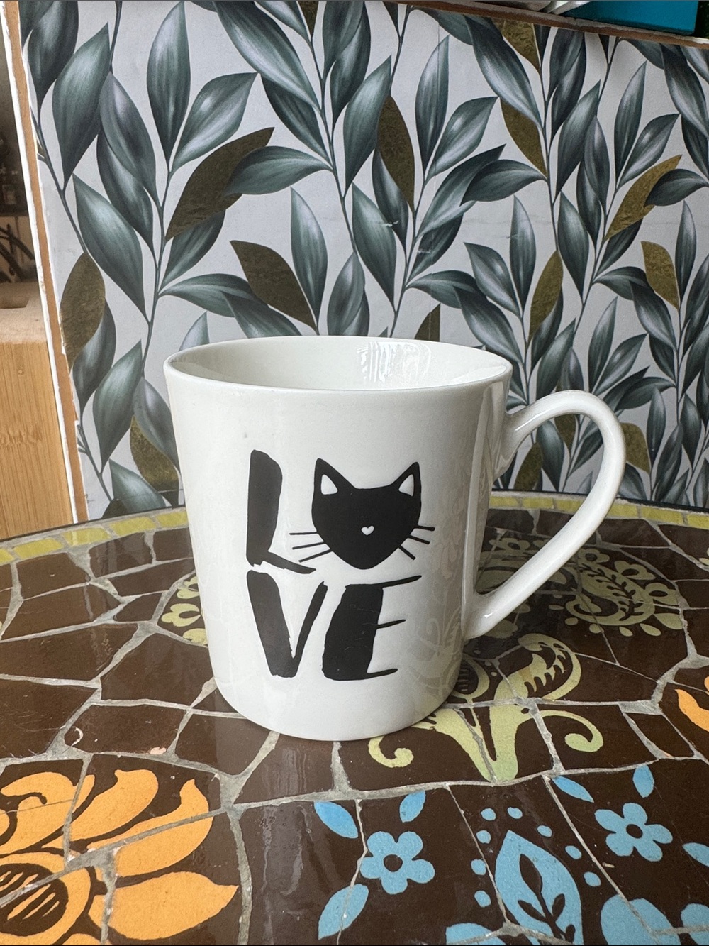 White Ceramic 'LOVE' Cat Mug